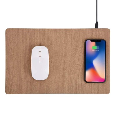 Desk Bamboo Wireless Charging Mat Puck 10w QI Wood wireless Charger Mouse Pad