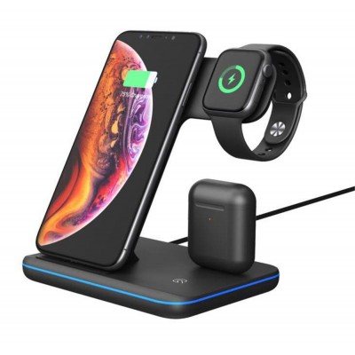 Factory 3 in 1 Fast 15W Wireless Charger Stand for Watch Series 5 4 3 2 1/Airpods (Pro),Qi Fast Wireless Charging Station