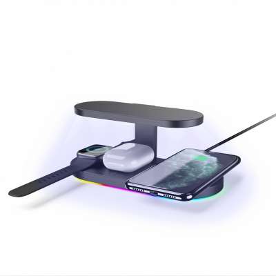 OEM/ODM Multifunctional 3 in 1 Wireless Charging Station Organizer Fast Charging Stand with UV Light Sterilizer Disinfection