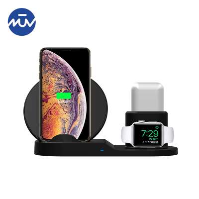 Miq 3 In 1 For Apple Mobile Watch5/4/3/2/1 Fast Wireless Charger Pad Qi Wireless Charging Stand Station Compatible 7.5w 10w